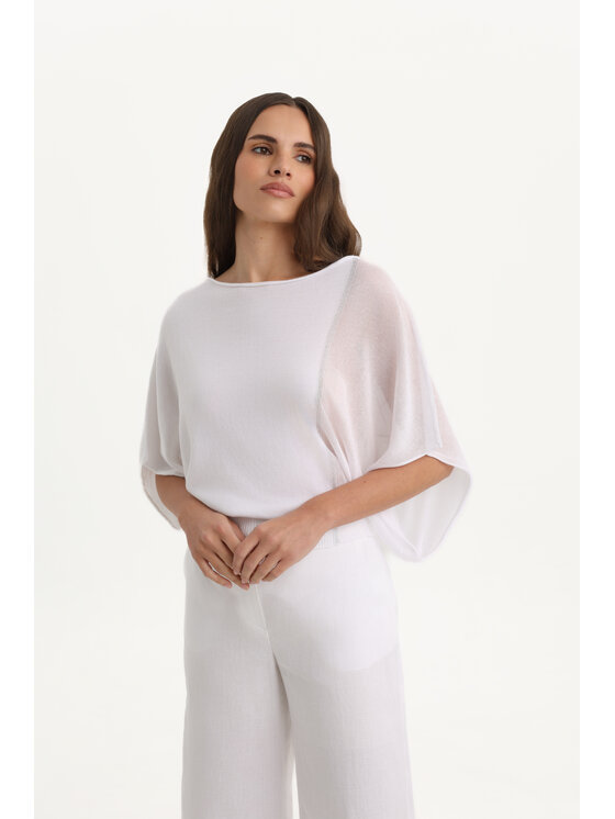 Deni Cler Milano Deni Cler Milano Sweter T-DC-S215-F2-10-10-1 Biały Loose Fit
