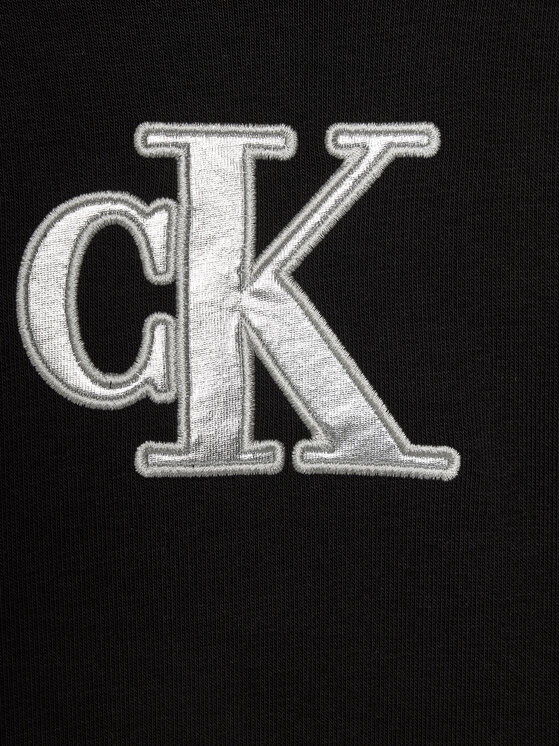 Calvin Klein Jeans Calvin Klein Jeans Sukienka dzianinowa Metallic Monogram IG0IG02315 Czarny Regular Fit