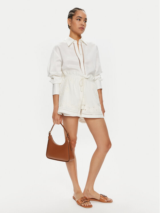 TWINSET TWINSET Šortky z materiálu 241TT2011 Bílá Regular Fit