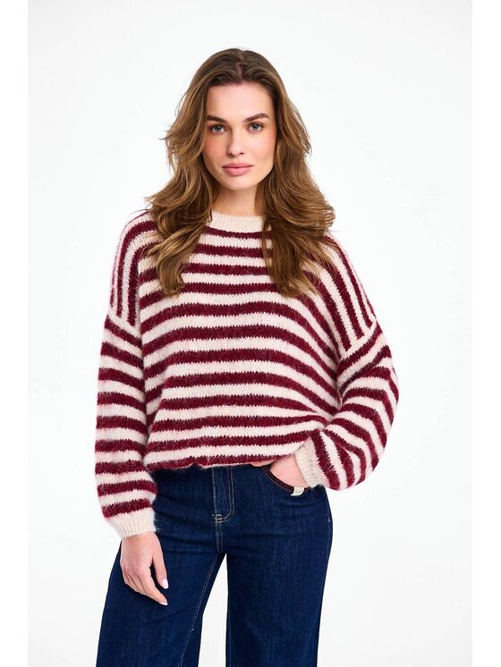 NAOKO NAOKO Sweter Frosted Wine Bordowy Regular Fit
