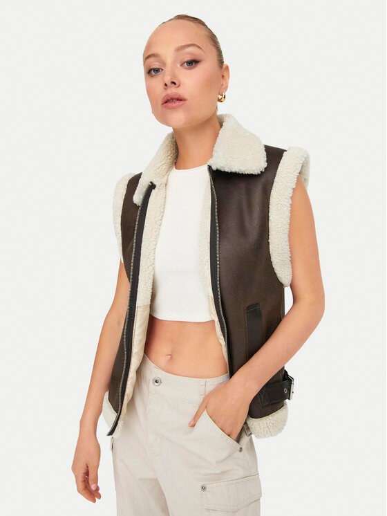ONLY ONLY Brezrokavnik Betty 15322433 Rjava Regular Fit
