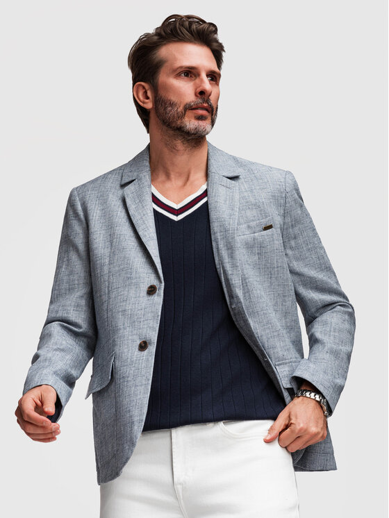Ombre Ombre Marynarka M169 Niebieski Regular Fit