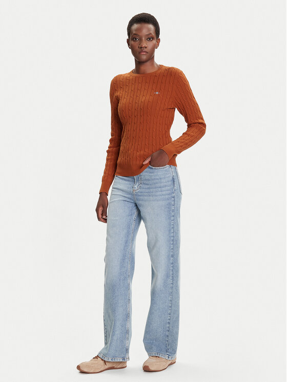 Gant Gant Sweter 4800100 Brązowy Slim Fit