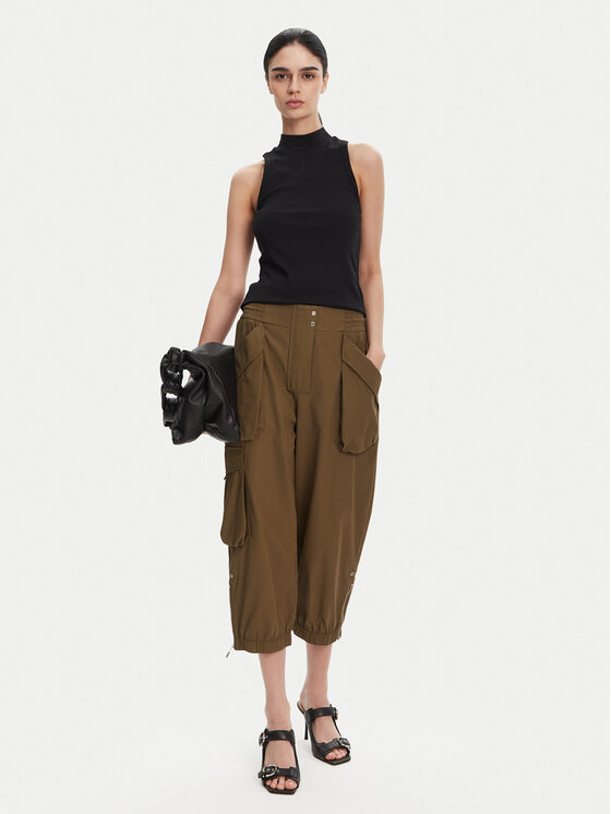 PINKO PINKO Bavlnené nohavice 104704 A2ER Kaki Regular Fit