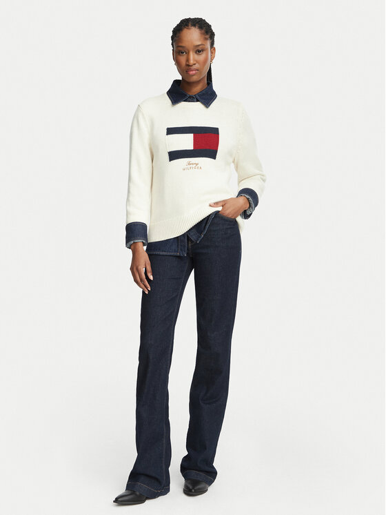 Tommy Hilfiger Tommy Hilfiger Svetr WW0WW51450 Krémová Regular Fit