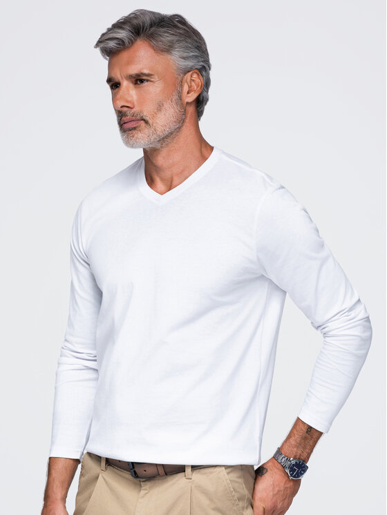 Ombre Ombre Longsleeve OM-LSBL-0143 Biały Regular Fit
