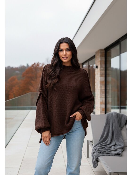 FIGL FIGL Svetr M1238 Hnědá Regular Fit