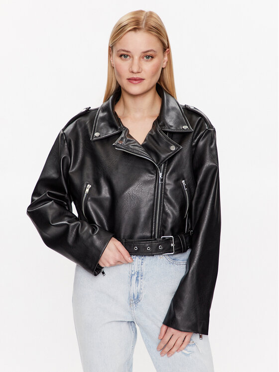 Gina Tricot Gina Tricot Куртка зі штучної шкіри Amalia 19206 Чорний Regular Fit