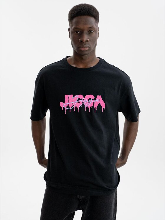 Jigga Wear Jigga Wear T-Shirt Koszulka Z Krótkim Rękawem Oversize Męska Czarna / Różowa Jigga Wear Melt L Czarny Oversize