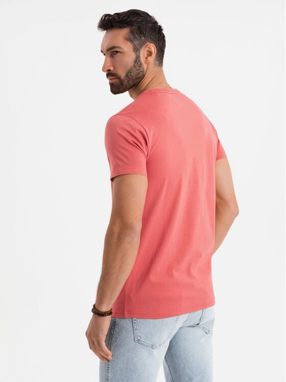 Ombre Ombre T-Shirt OM-TSBS-0236 Różowy Regular Fit