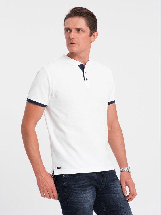 Ombre Ombre T-Shirt OM-TSCT-0156 Biały Regular Fit