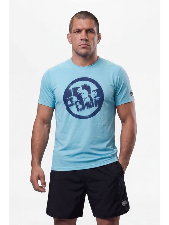 PITBULL PITBULL Koszulka techniczna LOGO PALMS Niebieski Regular Fit