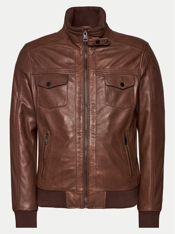 Serge Pariente Serge Pariente Giacca di pelle Tornade Marrone Regular Fit