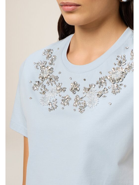 Oltre Oltre T-shirt G403J004197N004 Turchese Regular Fit