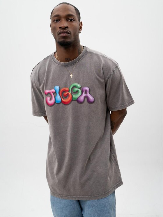 Jigga Wear Jigga Wear T-Shirt Koszulka Z Krótkim Rękawem Oversize Męska Acid Szara Jigga Wear Colorfull M Szary Oversize