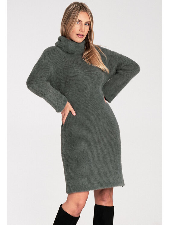 FIGL FIGL Úpletové šaty M1096 Zelená Fitted Fit