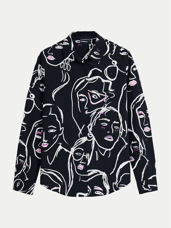 Desigual Desigual Camicia Faces 24WWCW34 Nero Regular Fit