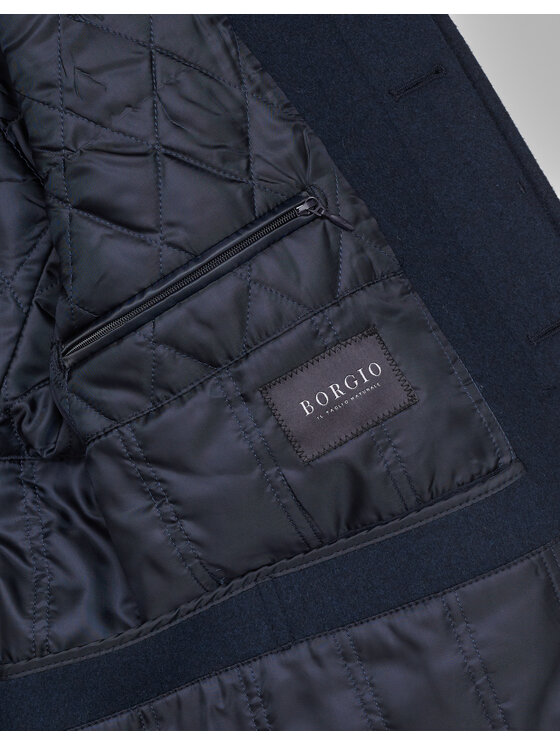 Borgio Borgio Płaszcz wełniany rizziconi Granatowy Slim Fit