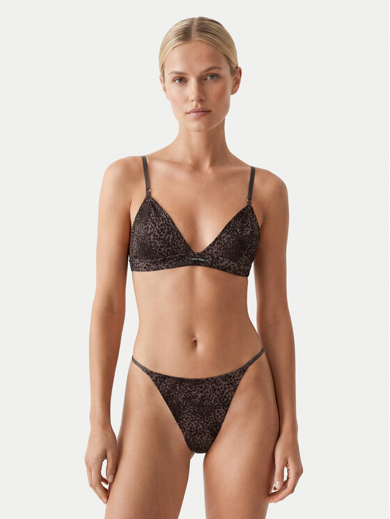 Calvin Klein Underwear Calvin Klein Underwear Bralette melltartó Signature Satin LV00QF8392 Barna