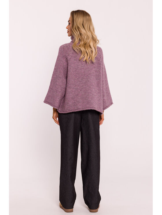 Made of Emotion Made of Emotion Sweter M822 Fioletowy Baggy Fit