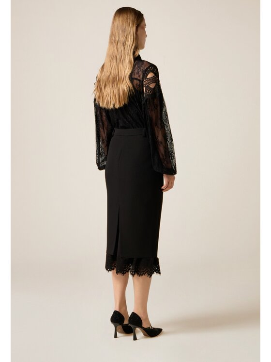 Oltre Oltre Gonna midi 1021R001578N033 Nero Slim Fit