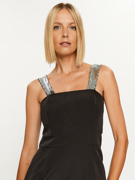 Rinascimento Rinascimento Cocktail obleka CFC0115242003 Črna Slim Fit