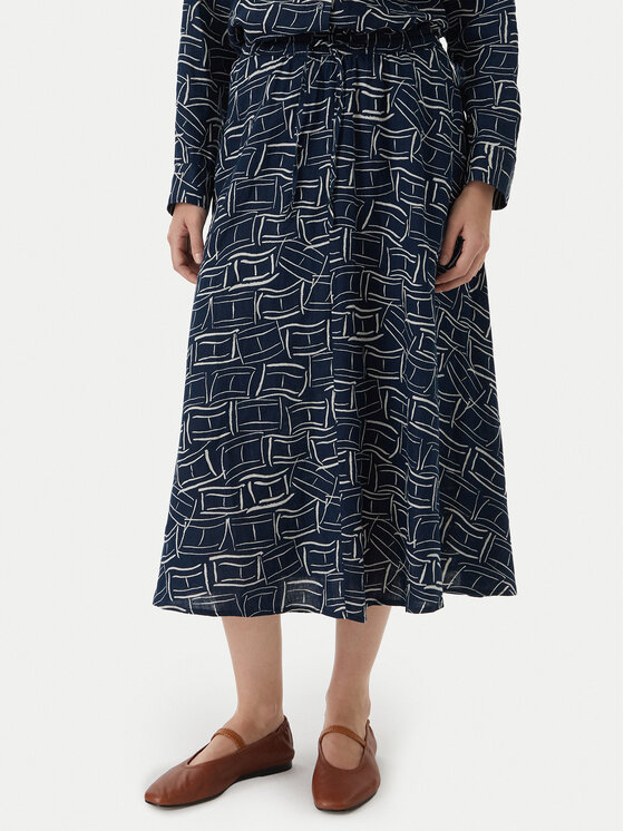 Tommy Hilfiger Tommy Hilfiger Midi sijonas WW0WW50753 Tamsiai mėlyna Regular Fit