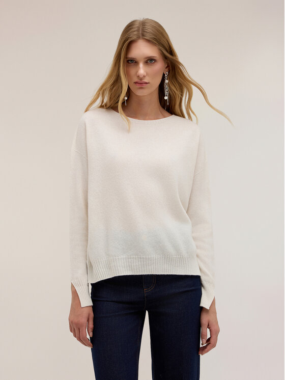 Motivi Motivi Sweter M343E002402N011 Biały Over Fit