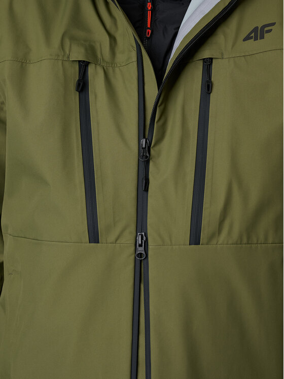 4F 4F Kurtka przeciwdeszczowa TREKKING Khaki Regular Fit