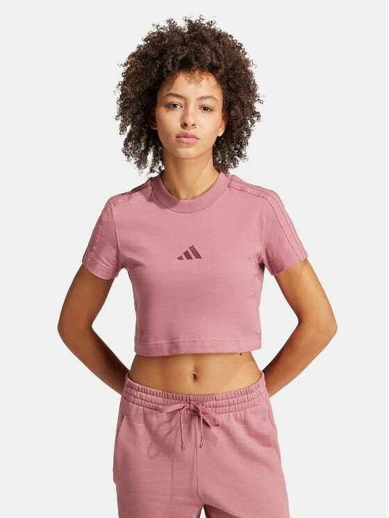 adidas T Shirt ALL SZN 3 Stripes IY6849 Rosa Slim Fit Modivo