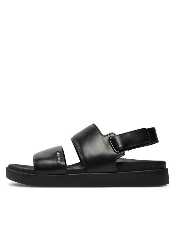 Calvin Klein Calvin Klein Sandále Flat Sandal Calvin Mtl Lth HW0HW01984 Čierna