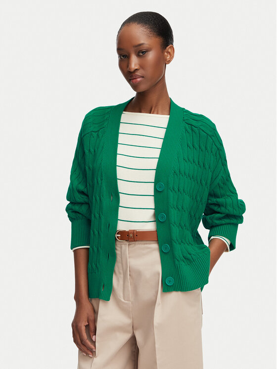 Tommy Hilfiger Cardigan WW0WW50078 Verde închis Relaxed Fit
