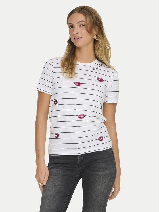 ONLY ONLY Tricou Kita 15332698 Alb Regular Fit