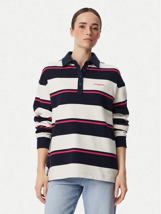 Tommy Jeans Tommy Jeans Poloshirt Script Rugby DW0DW23303 Dunkelblau Relaxed Fit