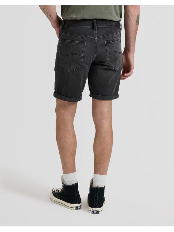 Lee Lee Szorty jeansowe RIDER SHORT Czarny Slim Fit
