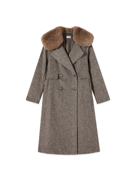 Oltre Oltre Płaszcz zimowy 8018R001316N022 Kremowy Baggy Fit