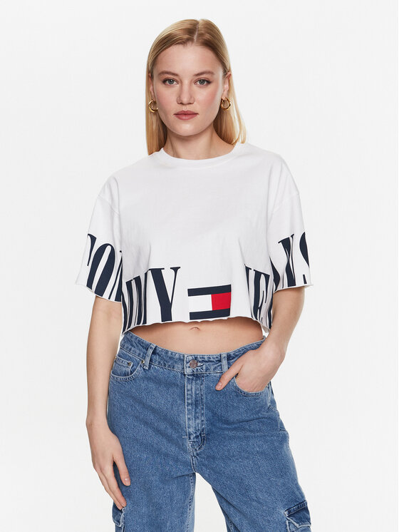 Tommy Jeans Тишърт Archive 2 DW0DW15460 Бял Oversize