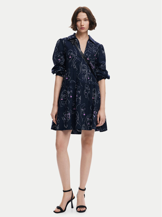 Desigual Desigual Každodenní šaty Louisville 24WWVW66 Tmavomodrá Loose Fit