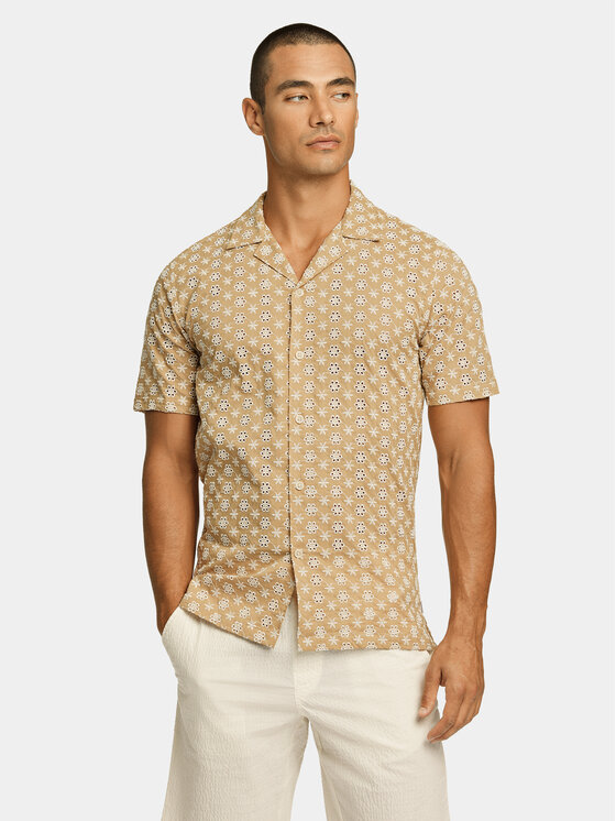 Lindbergh Lindbergh Košile 30-203569 Béžová Relaxed Fit