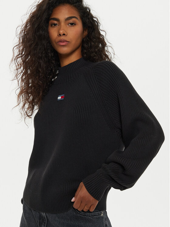 Tommy Jeans Tommy Jeans Rollkragenpullover Tjw Badge DW0DW19912 Schwarz Regular Fit