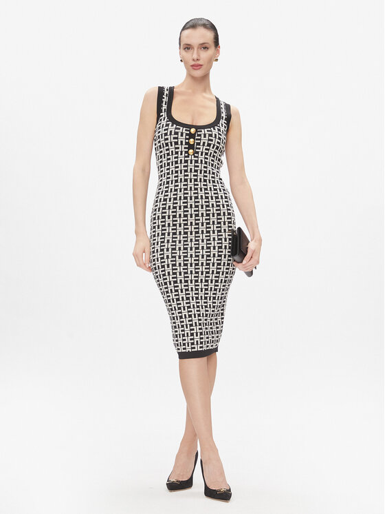 Elisabetta Franchi Elisabetta Franchi Kootud kleit AM-55Z-41E2-V460 Must Slim Fit