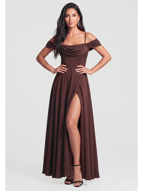 Ombre Ombre Sukienka wieczorowa LA-OM-DLR452 Brązowy Regular Fit