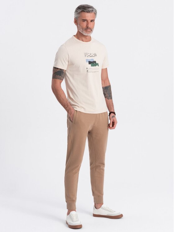 Ombre Ombre Joggers kalhoty OM-PABS-0173 Hnědá Regular Fit