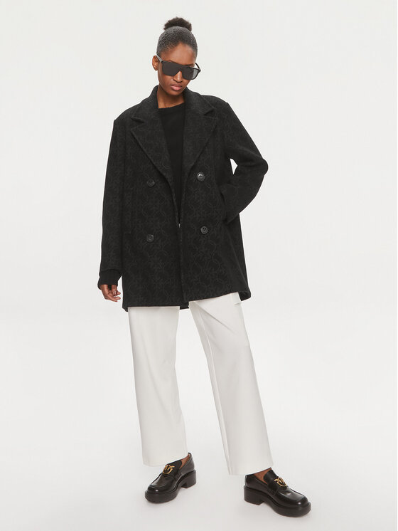 PINKO Pinko Volneni plašč 101875 Y82W Črna Regular Fit