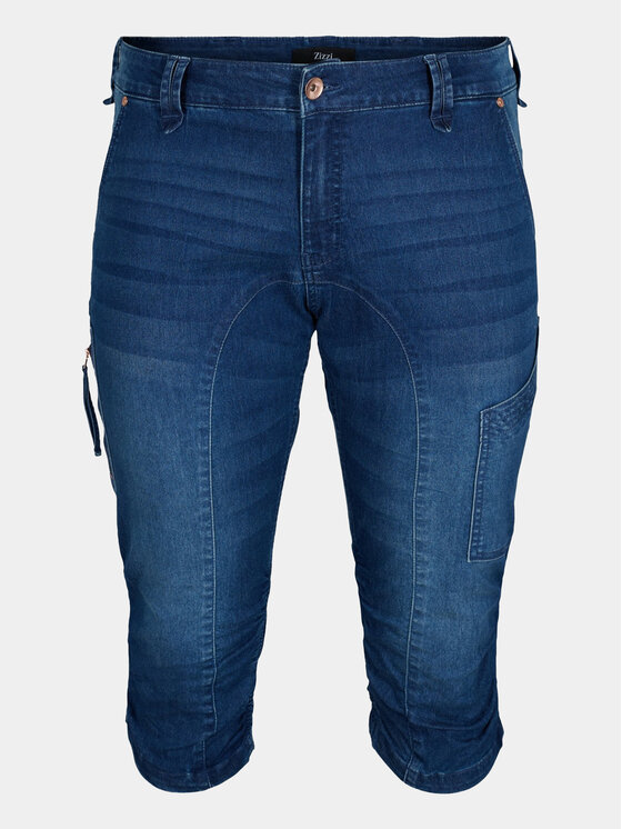 Zizzi Zizzi Παντελόνι Capri J10111A Σκούρο μπλε Slim Fit