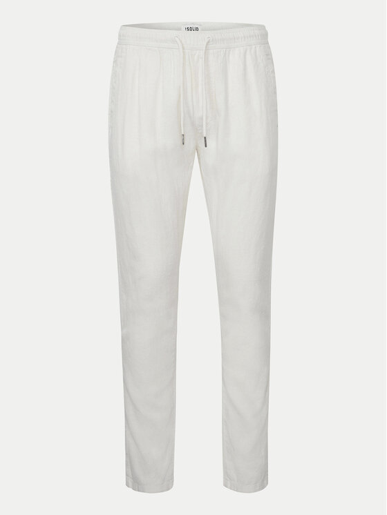 Solid Solid Текстилни панталони 21107170 Бял Regular Fit