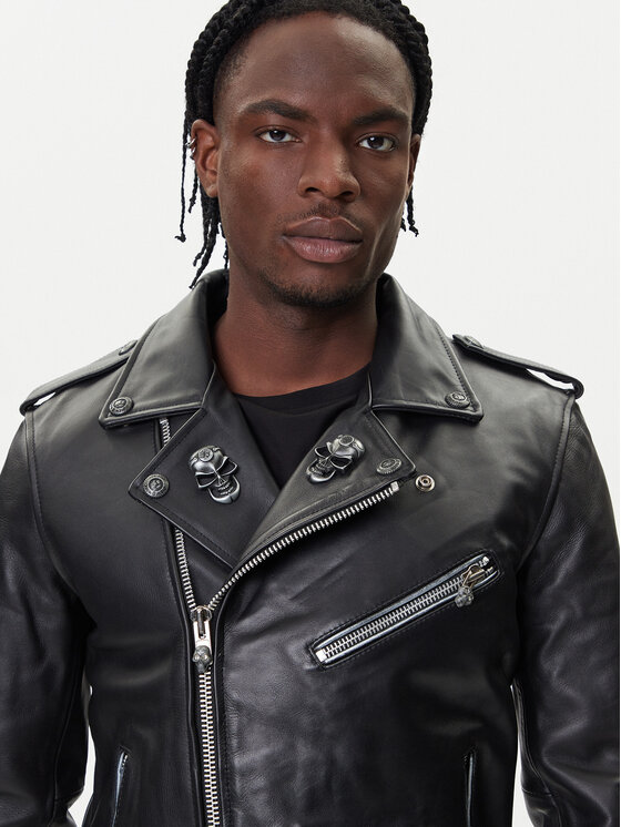 NEW ROCK NEW ROCK Lederjacke W-NRLMJ076-S1 Schwarz Regular Fit