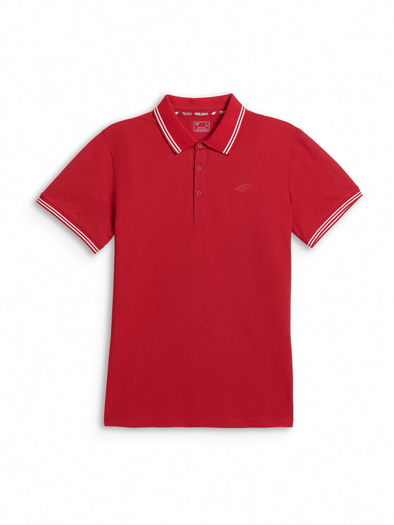 4F 4F Polo STREFA KIBICA Czerwony Regular Fit