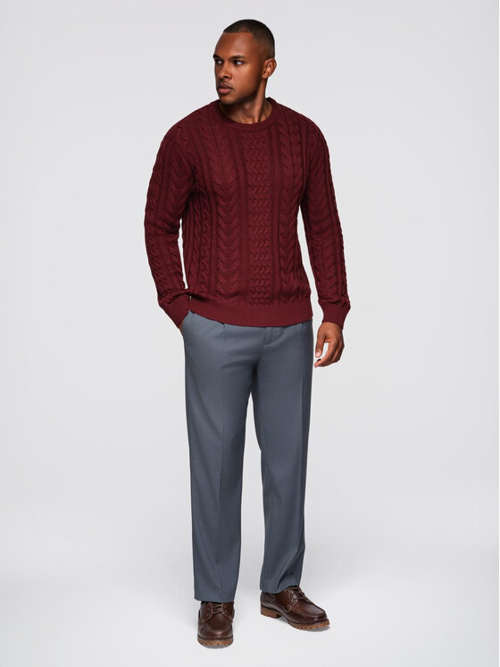 Ombre Ombre Sweter OM-SWSW-0173 Czerwony Regular Fit