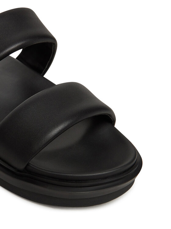 Calvin Klein Jeans Calvin Klein Jeans Klapki Flat Molded Doublebar Sandal Lth YM0YM01226 Czarny